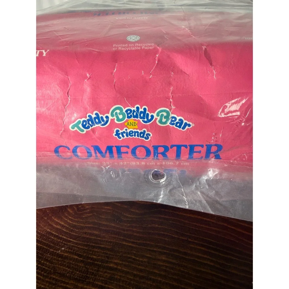 Vintage‎ Riegel Teddy Beddy Bear Friends Crib Comforter Made in USA 33x42 NIP